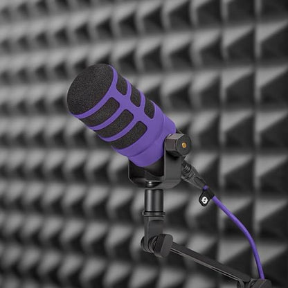 Rode PodMic Dynamic Broadcast Microphone with PSA1+ Microphone Boom Arm, WS14 Pop Filter, and Premium XLR Cable (Purple)