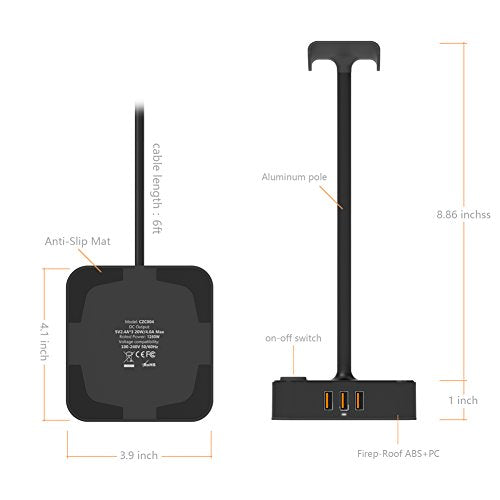 Headphone Stand with USB Charger Desktop Gaming Headset Holder Hanger with 3 USB Charging Station 2 Outlets Power Strip-Suitable for Gamer Desktop Table Earphone Accessories,Gifts for Boyfriend