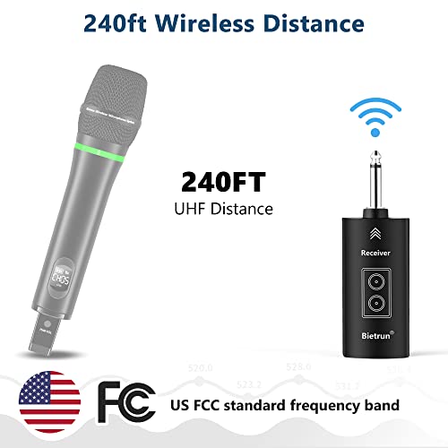 Bietrun Receiver/Adapter Only WXM09, WXM09A, WXM19, WXM19A, WXM21, WXM31, WXM31-2 Wireless Microphone (1/4") with Bluetooth