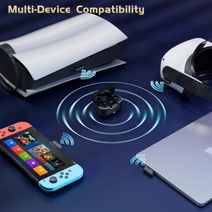 IAMJOY Gaming Earbuds, 20ms Low Latency, Active Noise Cancelling with 6 Mic, 2.4GHz & Bluetooth, 35 Play Time, Wireless Earbuds Compatible with Meta Quest 3/2, PS5/4, Steam Deck, VR, Switch, PC - color: Black