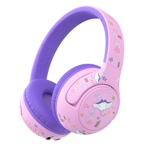 iClever BTH27 Toddler Headphones for 2+ Year Old Baby Kids Travel Study | SafeSound Tech3.0, 74H Playtime, Bluetooth 5.4, BPA Free, Aux, Soft Baby Headphones, Easy Operation, Adjustable, Purple - color: Purple
