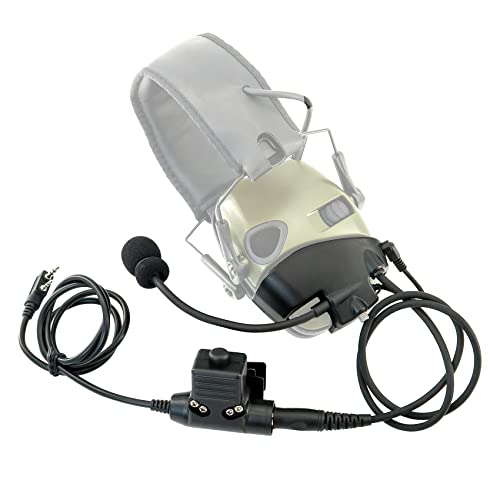 Microphone & PTT for Howard Leight Impact Sports Noise Cancelling Headphones Airsoft (Black) - color: Black
