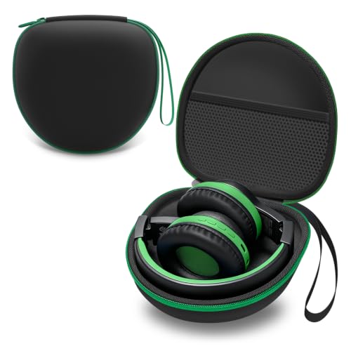 Kids Headphones Case for Folding Headphone, Black+Green Edge (Case Only) | Compatible with iClever BTH12/HS19/BTH26/JoySpark-T5/Candy Bila BH03/EarFun/IMYB/MIDOLA MD-B01/noot Products Kids Headphones - color: Black + Green Edge