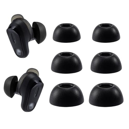 Memory Foam Ear Tips for Skullcandy Method 360 ANC Earbuds, S/M/L | Secure Fit, Noise Cancel Improved, Portable Storage Box, Replacement Ear Tip (3 Pairs, Black)