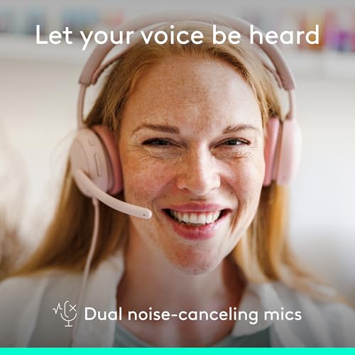 Logitech Zone Wired 2 Noise Canceling Headset with Adaptive Hybrid - Rose | Noise-canceling, USB-C connection, USB-A adapter included - color: Rose, style: Wired