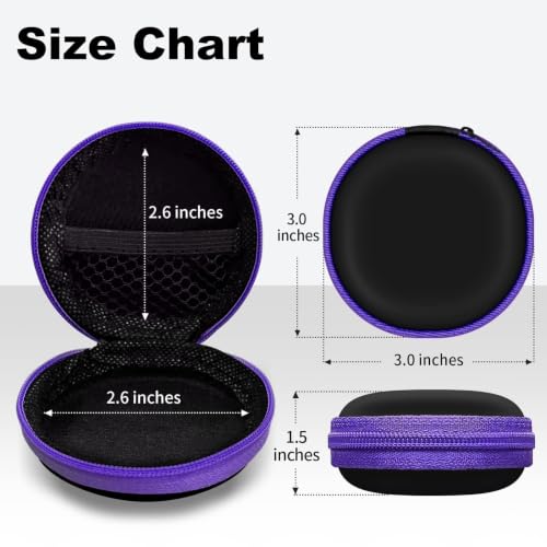 5 Pack Earbud Case Storage Bag with Carabiner for Headphones, Round - color: A2-Round-green+blue+red+orange+purple
