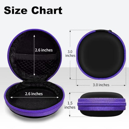5 Pack Earbud Case Storage Bag with Carabiner for Headphones, Round - color: A2-Round-green+blue+red+orange+purple