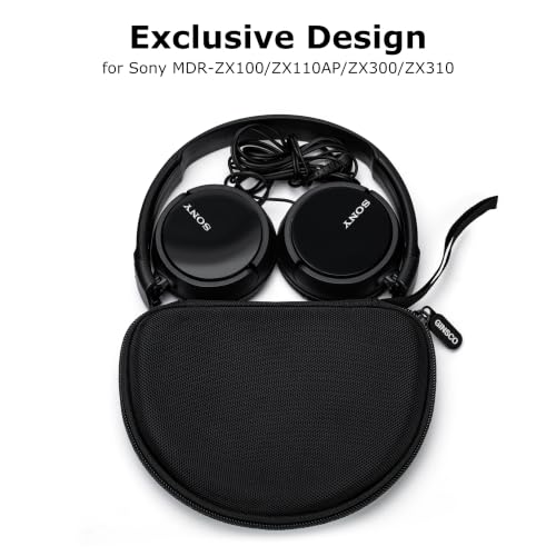 Ginsco Slim Protect Case Compatible with Sony ZX Series Wired On-Ear Headphones, MDR-ZX110 / MDR-ZX110AP / MDRZX110NC / MDR-ZX310AP, Hard Shell Travel Carrying Headphone Case (Black-R) - color: Black-R