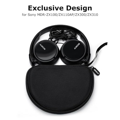 Ginsco Slim Protect Case Compatible with Sony ZX Series Wired On-Ear Headphones, MDR-ZX110 / MDR-ZX110AP / MDRZX110NC / MDR-ZX310AP, Hard Shell Travel Carrying Headphone Case (Black-R) - color: Black-R