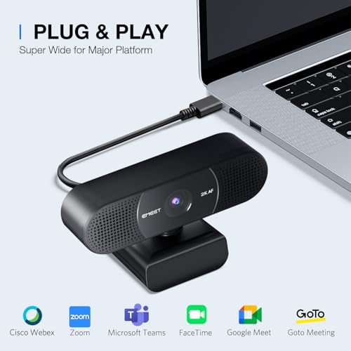 EMEET C960 2K Webcam with Microphone, PDAF, 2 Omnidirectional Mics | Streaming Camera with Privacy Cover, Plug&Play USB Webcam for Calls/Conference, Zoom/Skype/YouTube, Laptop/Desktop - style: 2K