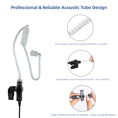 SL300 SL3500e Earpiece with Mic PTT for Motorola 1Pin Radios | Compatible with Motorola TLK100 TLK110 SLN1000 radios. Clear audio, durable cable and reliable PTT Acoustic Tube Headset - size: Air Tube 01*1