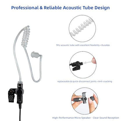 SL300 SL3500e Earpiece with Mic PTT for Motorola 1Pin Radios | Compatible with Motorola TLK100 TLK110 SLN1000 radios. Clear audio, durable cable and reliable PTT Acoustic Tube Headset - size: Air Tube 01*1