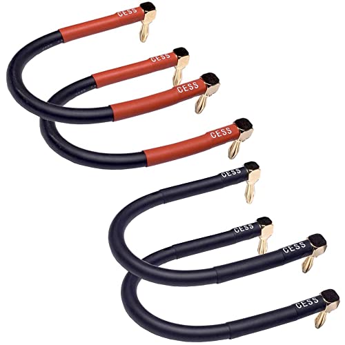 CNCESS CESS-138-6i Right Angle Banana Plug Jumper Cable, Speaker Jumpers, (90 to 90, 6-INCH) - style: 90 to 90, 6-INCH