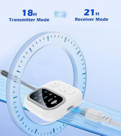 Airplane Bluetooth Adapter for Headphones AptX Low Latency | Bluetooth transmitter for TV to 2 Headphones, 3.5mm AUX Bluetooth Transmitter Receiver for Car/Home Stereo/Gym, TSNAM