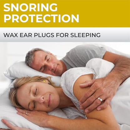 Peace&Quiet | PQ Wax Ear Plugs for Sleeping, Swimming - Soft Noise Cancelling Silicone Gel Wax Earplugs for Sleep and Swimmers, Ear Protection with Sound Blocking Level of 32 Db, Yellow - color: Yellow