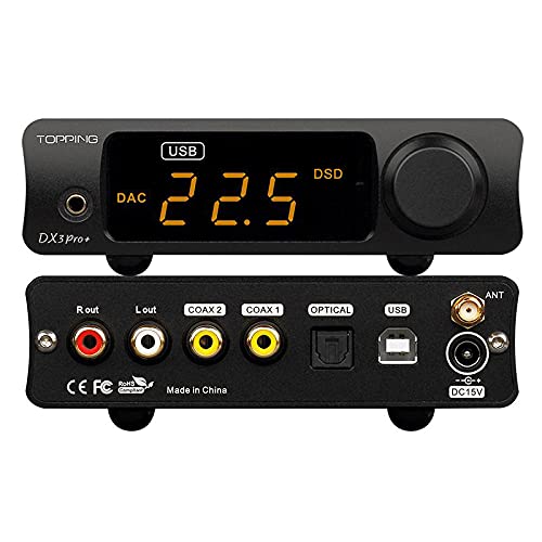 Topping DX3 Pro+ ES9038Q2M Bluetooth 5.0 LDAC Audio Decoder DSD512 DAC AMP NFCA Headphone Amplifier Pre Amplifier (Silver) - color: Silver
