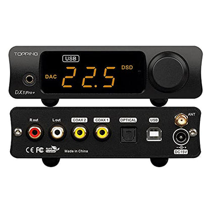 Topping DX3 Pro+ ES9038Q2M Bluetooth 5.0 LDAC Audio Decoder DSD512 DAC AMP NFCA Headphone Amplifier Pre Amplifier (Silver) - color: Silver