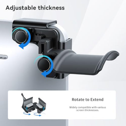 aceyoon Monitor Headphone Stand Clamp-On 360° Rotating Screen Headphones Holder Adjustable Anti-Slip Universal Headset Hanger for Monitor, Desk Organizer