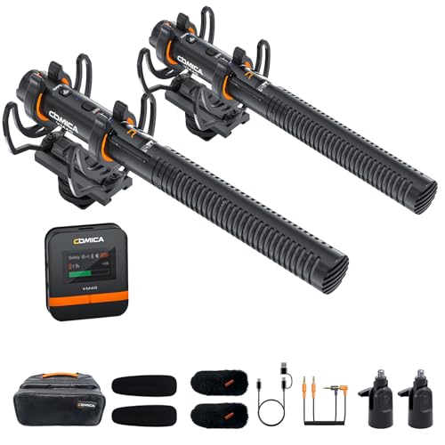COMICA VM40 Combo Dual-Channel Wireless Shotgun Microphone for Camera Phone