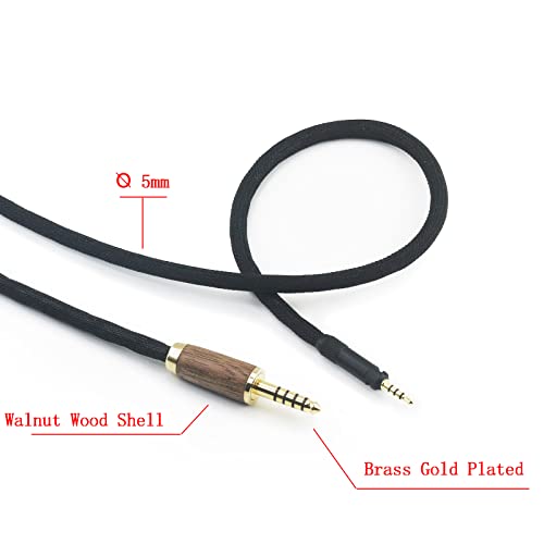 NewFantasia 4.4mm Balanced Male 6N OCC Copper Silver Plated Cord 4.4mm Balanced Cable Compatible with Sennheiser HD598 HD598 SE, HD560s HD598 Cs, HD598 SR, HD599 HD620S Headphone Walnut Wood Shell
