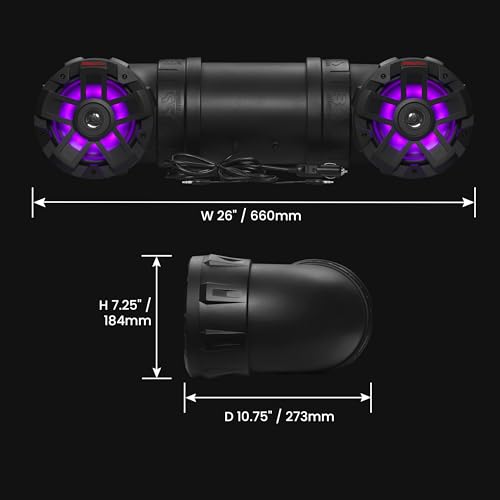 BOSS Audio Systems ATV8BRGB ATV UTV Sound System - 8 Inch Speakers, 1.5 Inch Tweeters, Full Range, IPX5 Weatherproof, Bluetooth, Built-in Amplifier, Multi-Color Illumination, Golf Cart Compatible - style: 8" Speakers, RGB