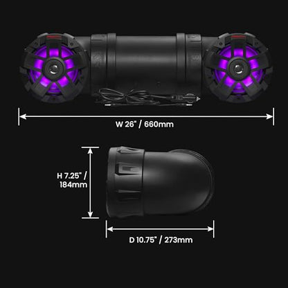 BOSS Audio Systems ATV8BRGB ATV UTV Sound System - 8 Inch Speakers, 1.5 Inch Tweeters, Full Range, IPX5 Weatherproof, Bluetooth, Built-in Amplifier, Multi-Color Illumination, Golf Cart Compatible - style: 8" Speakers, RGB