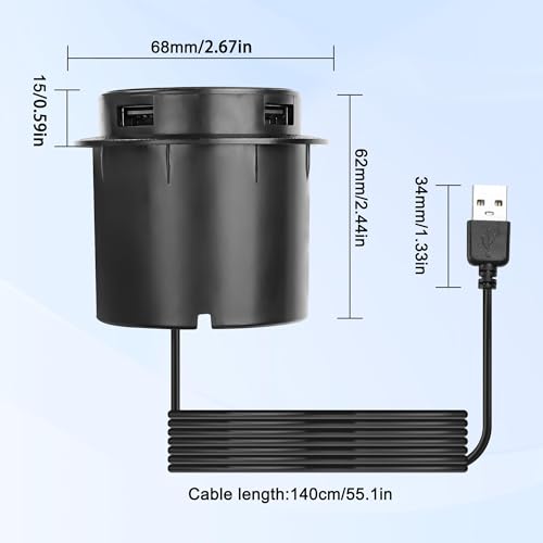 XMSJSIY Desktop Embedded Wireless Charger 3-in-1 Multifunctional Pop-Up 10W Fast Charging Wireless Charger USB Desktop Charger Dual USB Charging for Smartphone for Bedside Table, Desks, Furniture