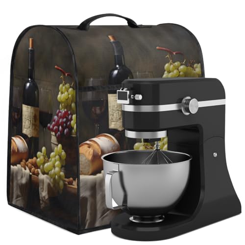 Grape Red Wine Glass Kitchen Aid Mixer Cover Compatible with 6-8 Quarts, Stand Mixer Cover, Dust Cover with Zipper Pocket, Kitchen Aid Mixer Accessories, Kitchen Appliance Organizer Bag - color: Grape red wine