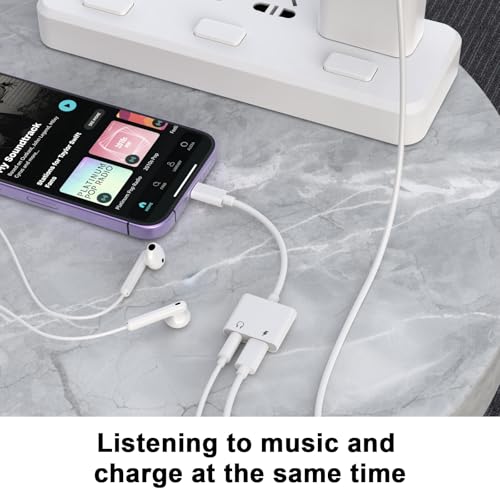 [Apple MFi Certified] Lightning to 3.5mm Headphone Jack Adapter | 2Pack iPhone Headphone Adapter Aux Audio Charger Dongle Cable Splitter Adapter Connector for iPhone14/Pro Max/13/Plus/12/11