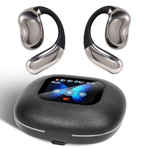 Open Ear Headphones with Touchscreen, Over Ear Bluetooth Earbuds, Black - color: Black