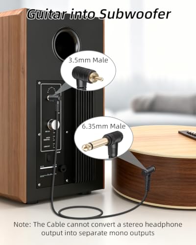 GELRHONR 6.35mm TS to RCA Cable, 1/4 Mono to 90 Grad RCA Male,2M,2Pack. | Right Angle 6.35mm TS to 90 Grad RCA Audio Cable, Insert Cable for Mixer/Effect Processor and Home Audio Systems - color: 90 grad TS to RCA