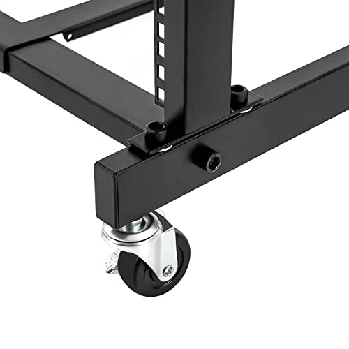 DJ Table Stand, 12U DJ Booth, Adjustable 41.8-50.1in 2-Layer Iron DJ Stand with Lockable Wheels for Mixers & Amplifiers