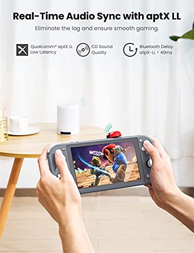 UGREEN Bluetooth 5.0 Transmitter Compatible for Nintendo Switch Switch Lite 3.5mm Audio Adapter with APTX Low Latency Supports Wireless Bluetooth Headphones and Speakers