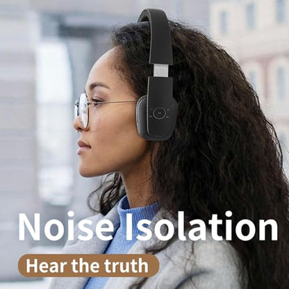 Fockety Headphone, Foldable Wireless Headphones Over Ear, Adjustable Comfortable Lightweight Headset for Home Office Travel Workout Cellphone PC, Dual Device Connection (Black) - color: Black
