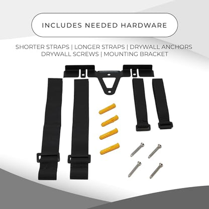 HumanCentric Universal Wall Mount Adjustable Mount | For Cable Boxes, DVD Players, Routers, Modems & More, Fits Devices 12"-32" in Perimeter & Up to 30 lb, Hardware Included