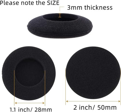 RMISODO 2 Inch Foam Pad EarPad Ear Cover Compatible with Sony Sennheiser Philips Headphone, 5 Pairs, Black