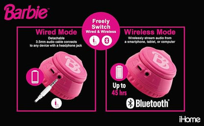 Barbie Bluetooth Headphones for Kids, Wireless Headphones for School, Home, or Travel (Barbie) - color: Barbie