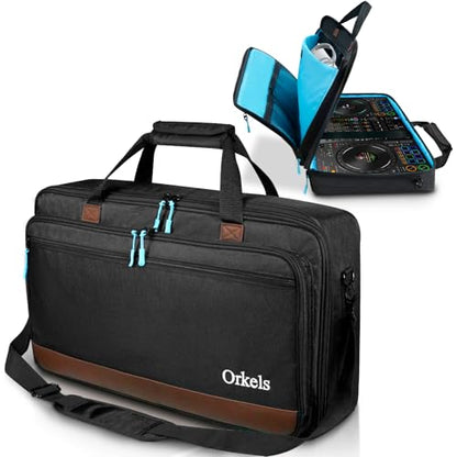 ORKELS DJ Controller Bag, Portable Padded DJ Travel Case with Storage Pocket, Compatible with Pioneer DDJ-REV1 SR SR2 OMNIS DUO & Numark Mixtrack Platinum FX - size: M-23.2''L x 4.1''D x 14.8''W