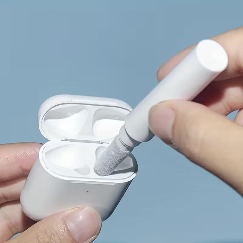 1 Pack Earbuds Cleaning Kit Multi Function Earphone Cleaning Pen with Brush & Sponge Tool for Wireless Earphones, Charging Cases, Bluetooth Headphones, Phones, Tablets & Electronics (White) - color: White