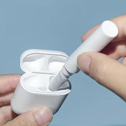 1 Pack Earbuds Cleaning Kit Multi Function Earphone Cleaning Pen with Brush & Sponge Tool for Wireless Earphones, Charging Cases, Bluetooth Headphones, Phones, Tablets & Electronics (White) - color: White