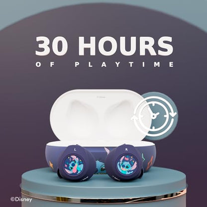 Disney Lilo and Stitch Bluetooth Earbuds w/Charging Case- Wireless Headphones w/Built-in Mic+ Up to 30 Hrs Playtime- Lilo and Stitch Gifts for Girls,Boys,Women,Men,All Fans of Lilo and Stitch Stuff - color: Stitch Lick