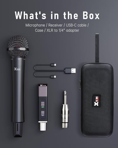 Xvive M5 Handheld Wireless Microphone System, 5.8GHz Plug-and-Play Wireless XLR Mic with Compact Receiver, Auto Channel Scan, 24-bit/48kHz Audio for Church, Live Vocals, Speakers & Events - style: M5