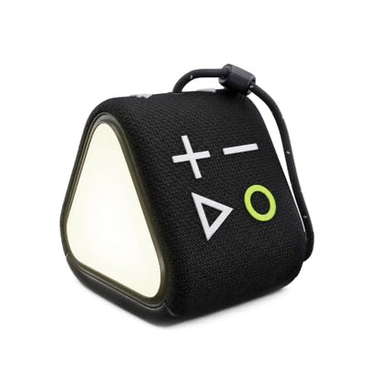HUMM GLO Compact Waterproof & Dustproof Portable Bluetooth Speaker, Black | Features Ambient LED Lights & Hanging Strap, Stereo Pairing, Up to 18 Hours Playtime, Perfect for Travel, Bike & Beach - color: Black