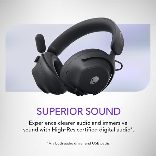 Alienware Pro Wireless Gaming Headset, ANC | 2.4GHz Radio, 50mm Graphene Drivers, Hi‑Res Audio, 20Hz‑40kHz, Transparency Mode, Dark Side of the Moon - color: Dark Side of the Moon