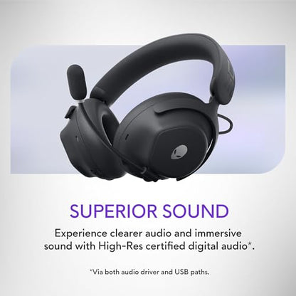 Alienware Pro Wireless Gaming Headset, ANC | 2.4GHz Radio, 50mm Graphene Drivers, Hi‑Res Audio, 20Hz‑40kHz, Transparency Mode, Dark Side of the Moon - color: Dark Side of the Moon