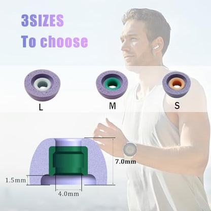 Memory Foam Earbud Tips, Extra Small Ear Tip Replacement Universal Anti-Slip Noise-Reducing Fit Tuer Wireless Earbuds, LMS Purple - color: Purple
