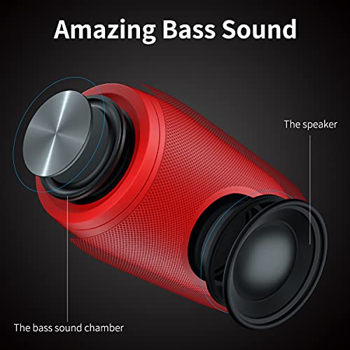 Musibaby M68 Small Rechargeable Speaker, Dual Pairing, Red | Portable, small and compact with USB playback, AUX input, FM radio, TF card playback, up to 24H and dual pairing. - color: Pure Red