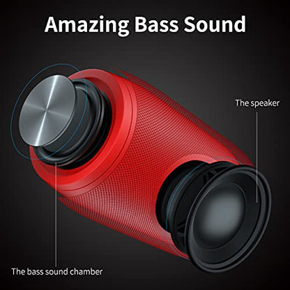 Musibaby M68 Small Rechargeable Speaker, Dual Pairing, Red | Portable, small and compact with USB playback, AUX input, FM radio, TF card playback, up to 24H and dual pairing. - color: Pure Red