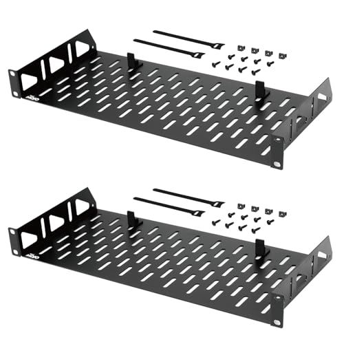 Tecmojo 1U Rack Shelf,19 inch Rack Shelf 8 inch Depth,Rack Mount Shelf with Anti-Slip Stops,Server Rack Shelf and Network Shelf for 19 in Equipments, 55lbs Capacity of Vented 1U Shelf,No Lip(2 Pack) - size: 8 in/2pack