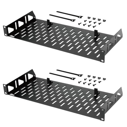 Tecmojo 1U Rack Shelf,19 inch Rack Shelf 8 inch Depth,Rack Mount Shelf with Anti-Slip Stops,Server Rack Shelf and Network Shelf for 19 in Equipments, 55lbs Capacity of Vented 1U Shelf,No Lip(2 Pack) - size: 8 in/2pack